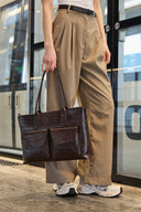 Markberg Kelsey Arbejdstaske Croco Espresso Brown Vintage